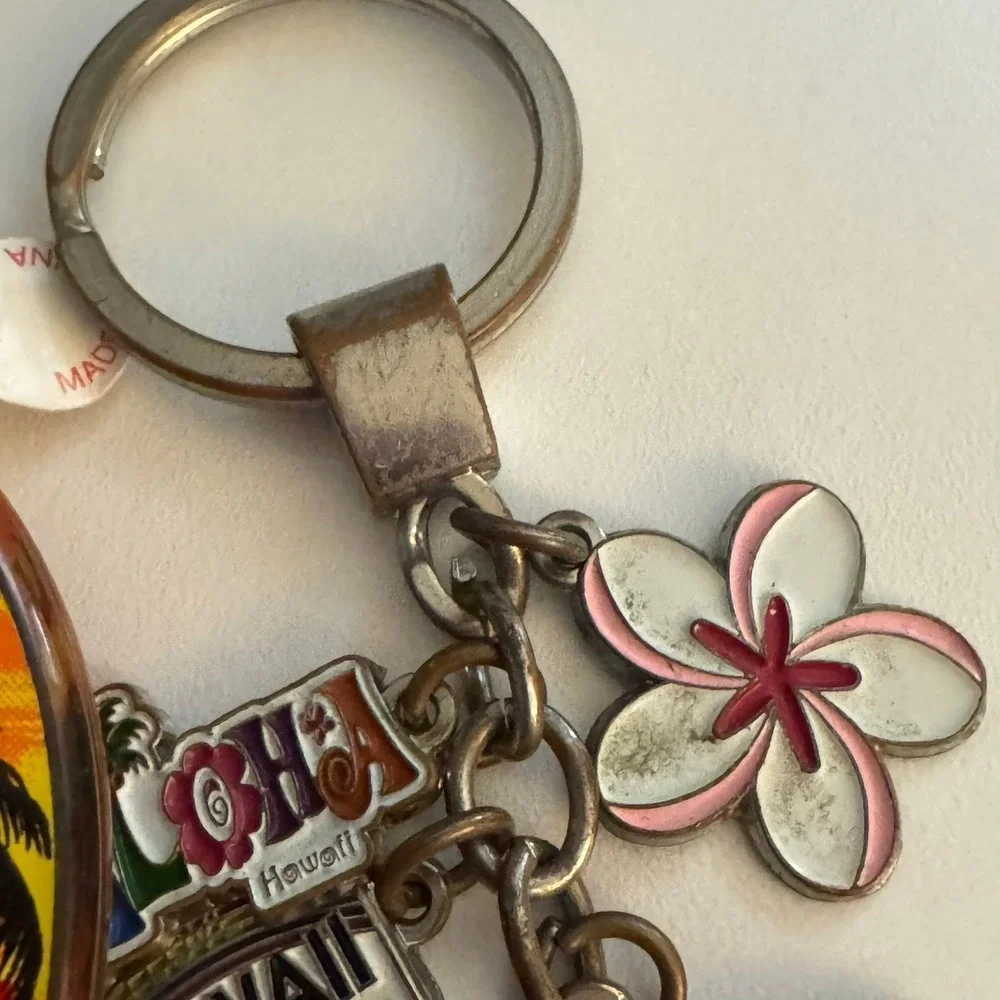 Hawaii‎ Souvenir Keychain Lot Sunset Palm Tree Letter M Flower Charm